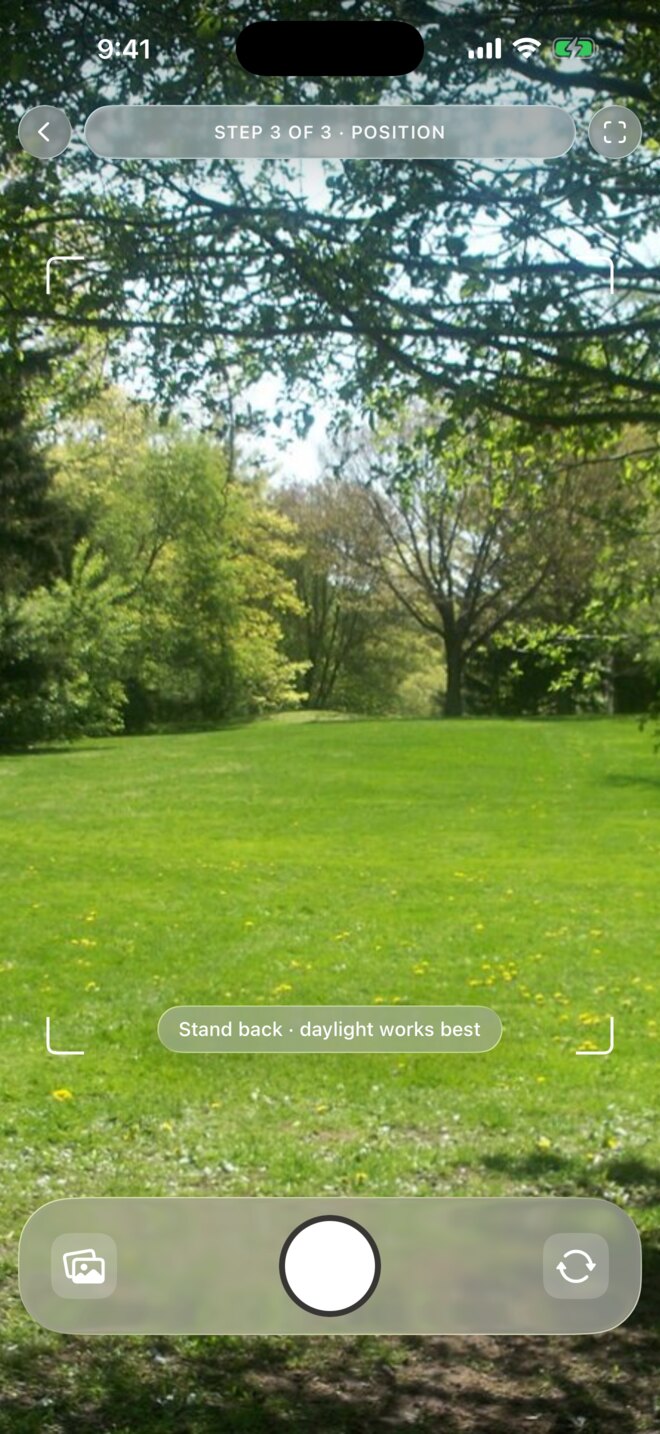 Taking a photo of a yard in the app