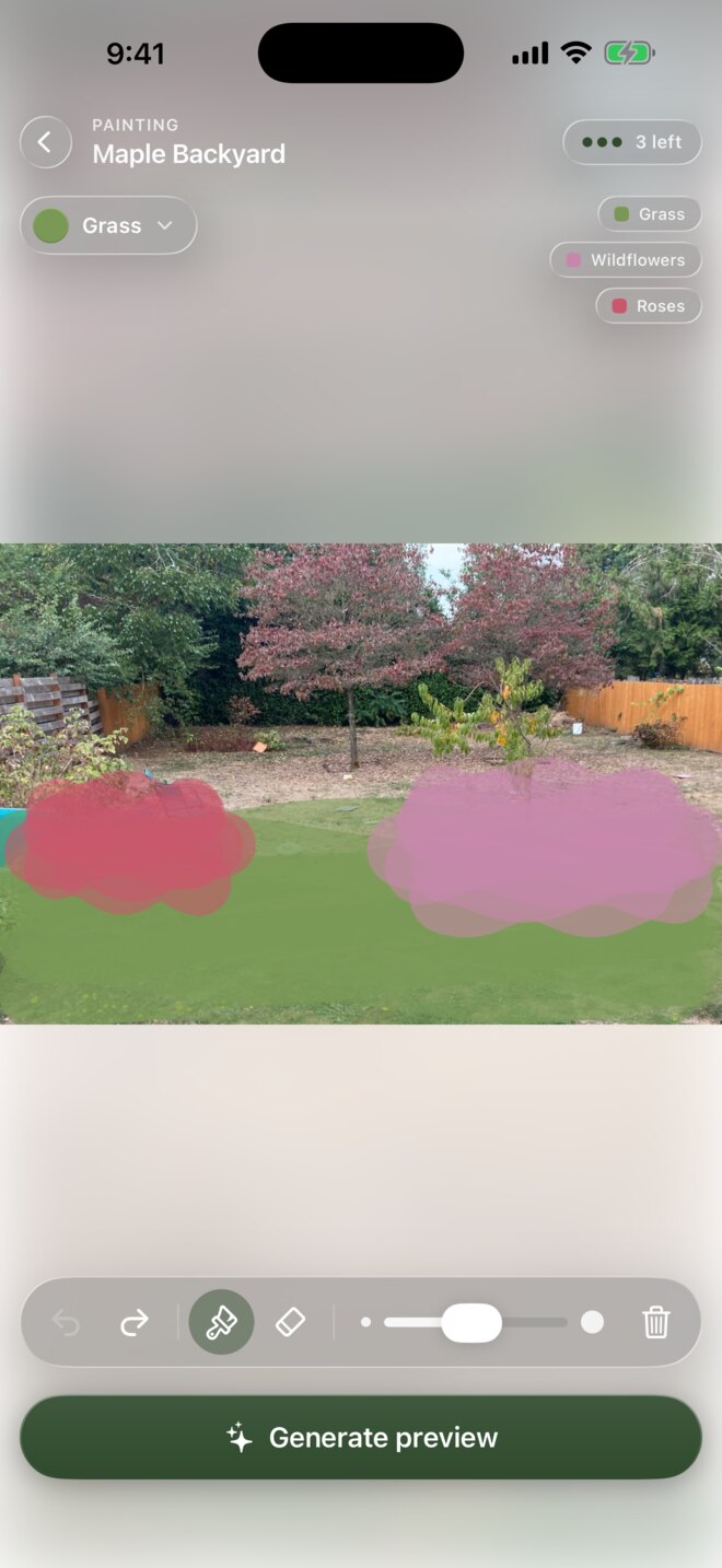Painting zones onto a yard photo