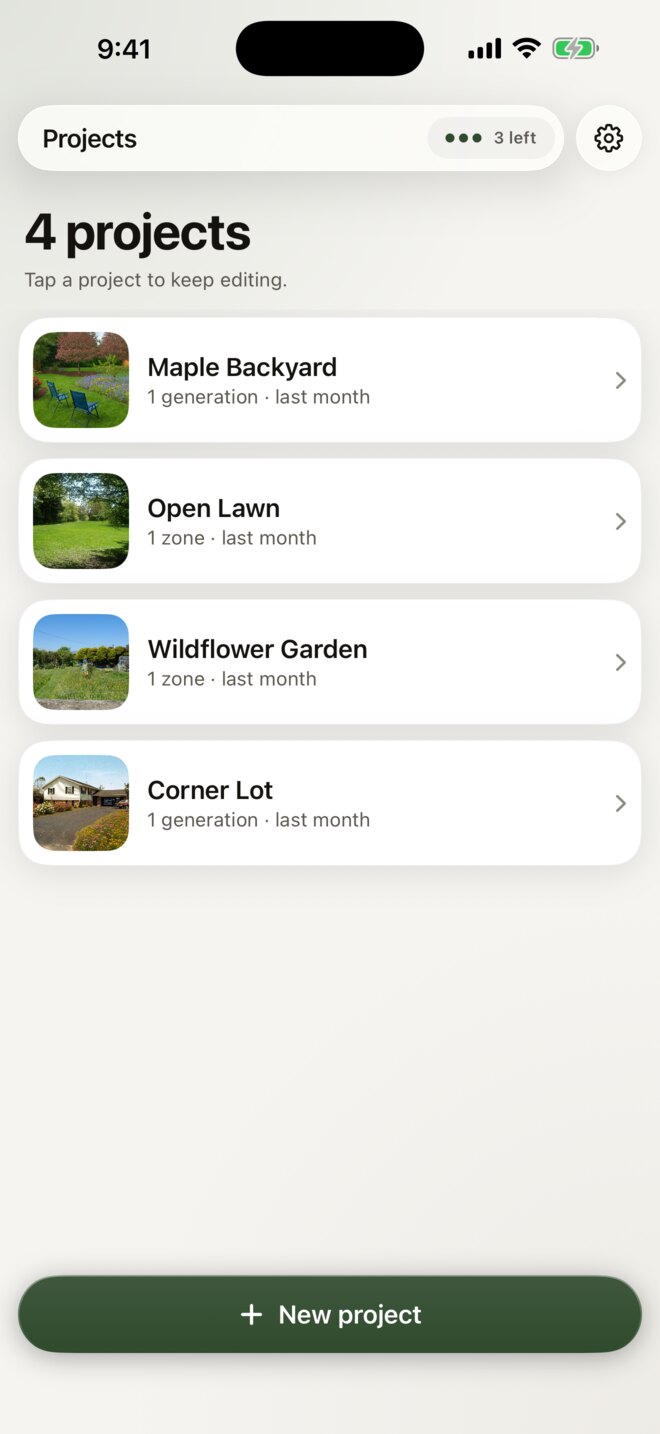 A gallery of saved yard projects